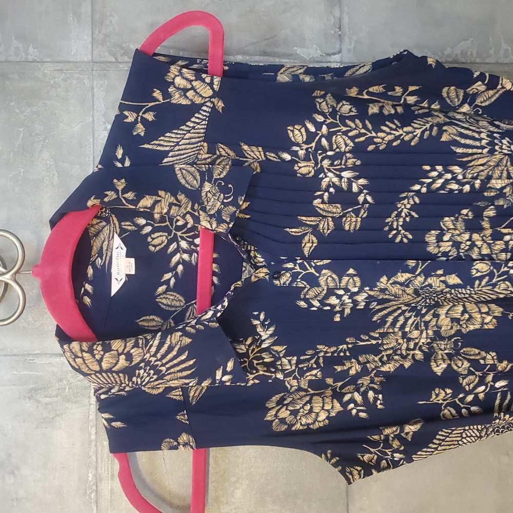 Nanette Lepore midi sleeveless floral navy dress size 8